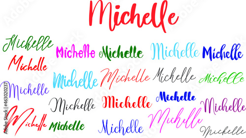 Michelle Baby Girl Name in Multiple Font Styles Typography Text photo