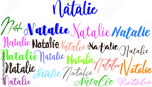 Natalie Girl Name in Multiple Font Styles Typography Text photo