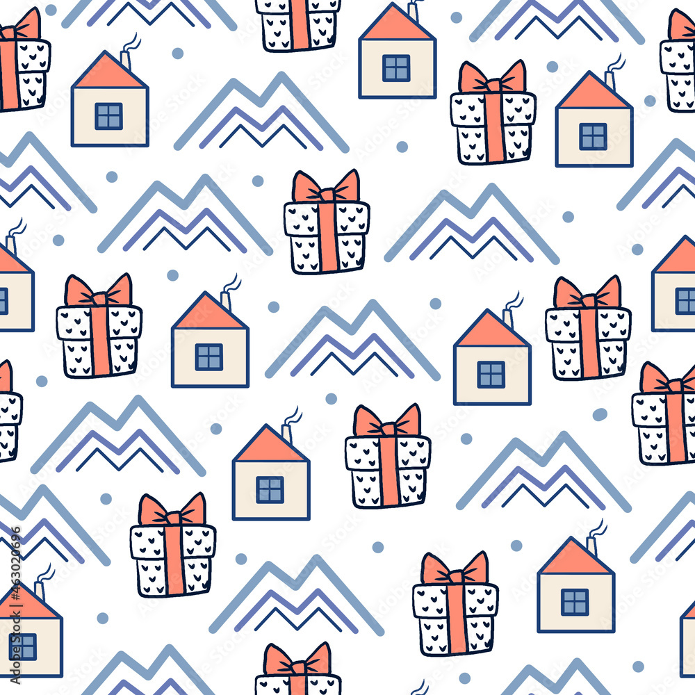 Obraz premium New Year, Christmas illustration. A simple geometric pattern.