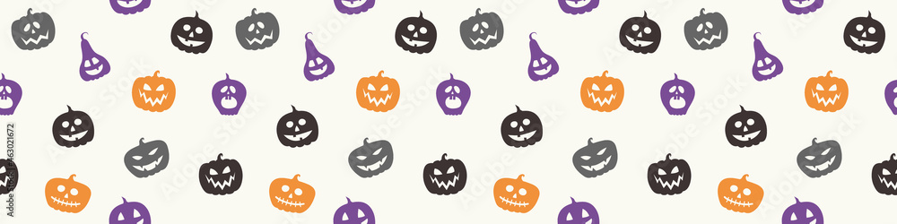 Banner with funny pumpkin lanterns. Halloween seamless pattern. Vector Banner with funny pumpkin lanterns. Halloween seamless pattern. Vector