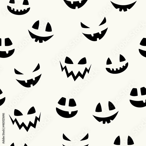 Halloween pattern with funny pumpkin face. Wallpaper. Vector