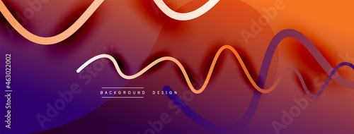 Abstract gradient background with wave line with shadow effect. Geometric composition. 3D shadow effects and fluid gradients