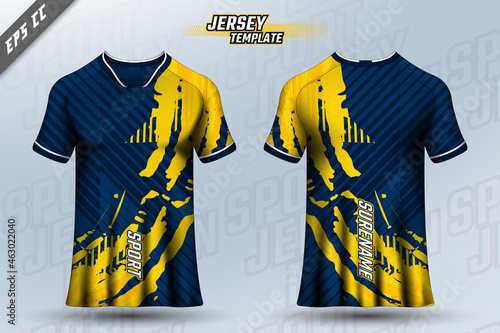 Front back tshirt design. Sports design for football, racing, cycling, gaming jersey vector.