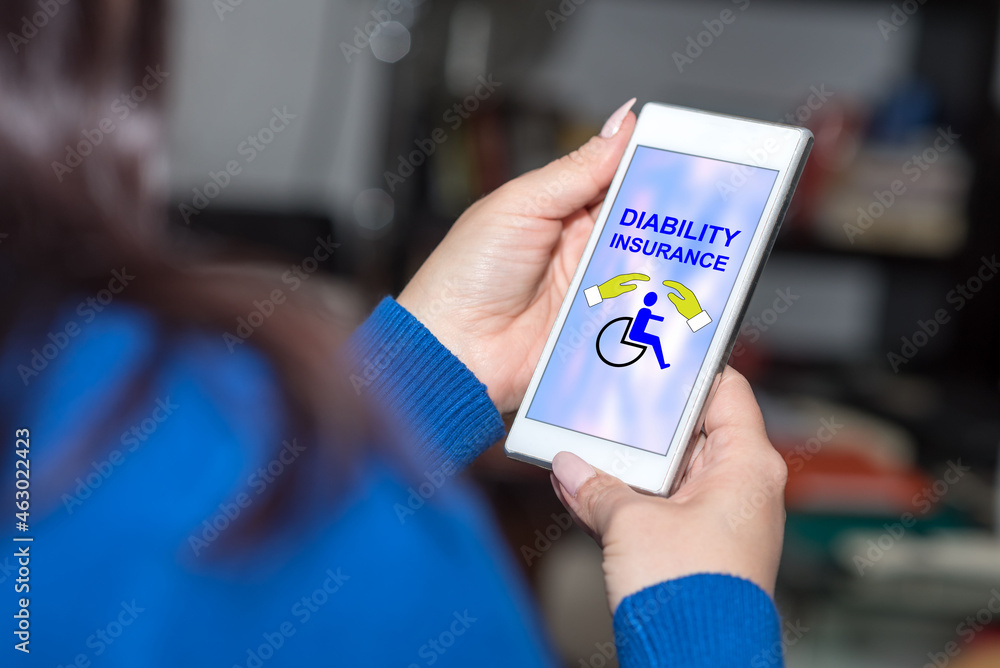 Disability insurance concept on a smartphone