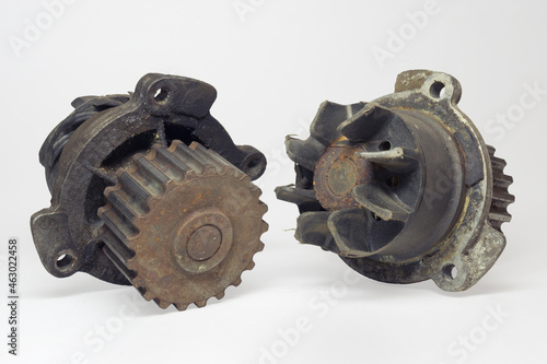 old car water pumps on white background, with clipping path