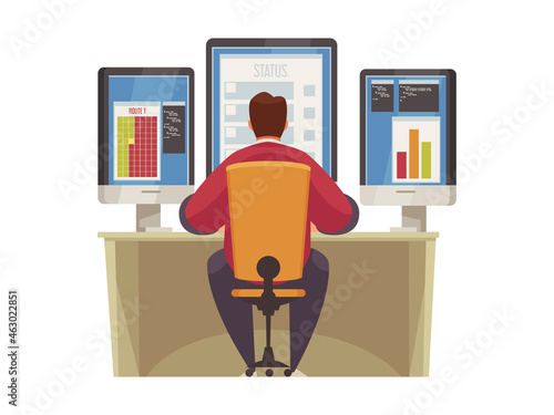 Man Monitoring Illustration