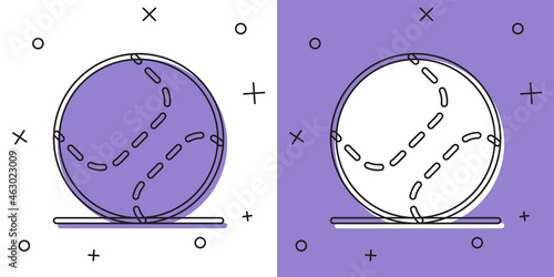 Set Baseball ball icon isolated on white and purple background. Vector