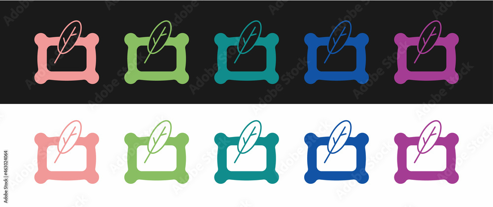 Set Rectangular pillow icon isolated on black and white background. Cushion sign. Orthopedic pillow. Vector Set Rectangular pillow icon isolated on black and white background. Cushion sign. Orthopedic pillow. Vector