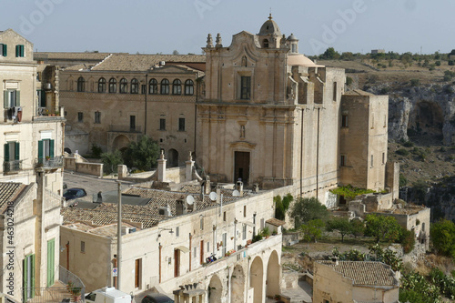 San Agostino church in Matera placed on the precipice of the canyon carved by the Gravina River photo
