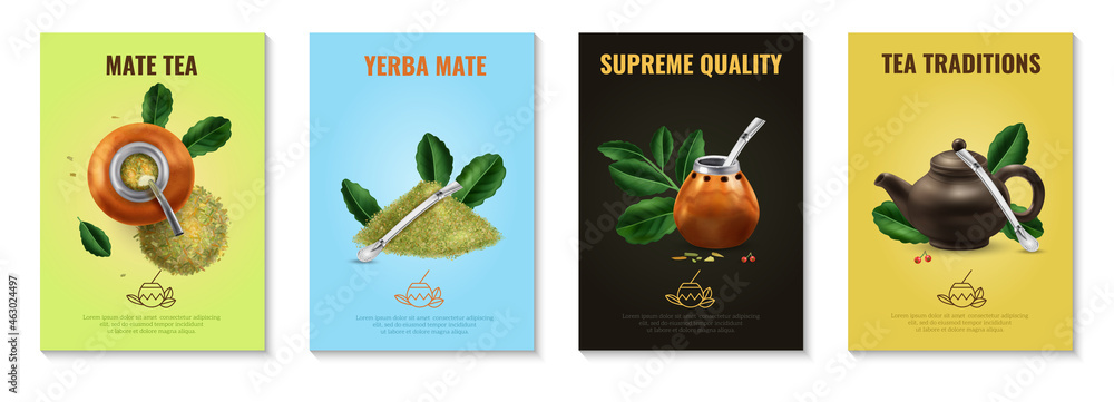 Mate Tea Posters Set - obrazy, fototapety, plakaty 
