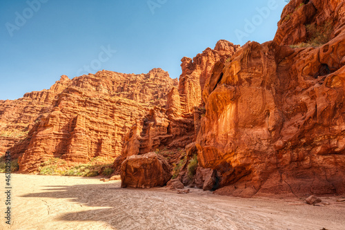 redsand cliffs landform in Wensu canyon, Xinjiang, China photo