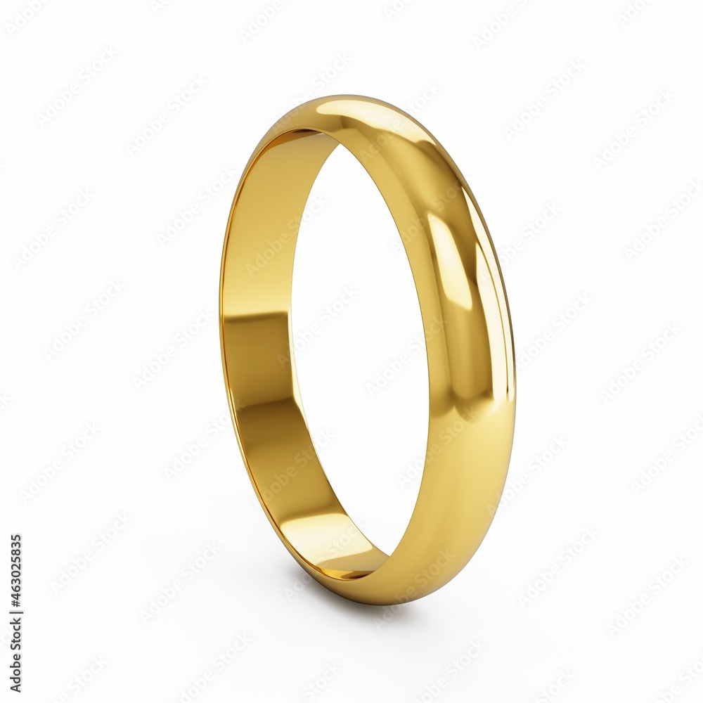 3D rendering Golden wedding ring isolated on white. 3D rendering Golden wedding ring isolated on white.