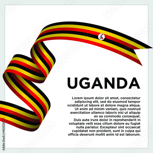 Happy Independence Day. Waving ribbon with Flag of Uganda, Template for Independence day. logo vector template