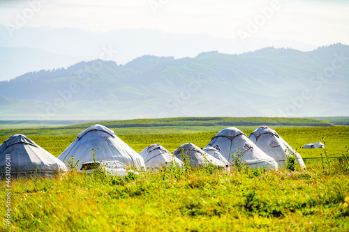 Yurt and grassland scenery Outdoor life of nomads