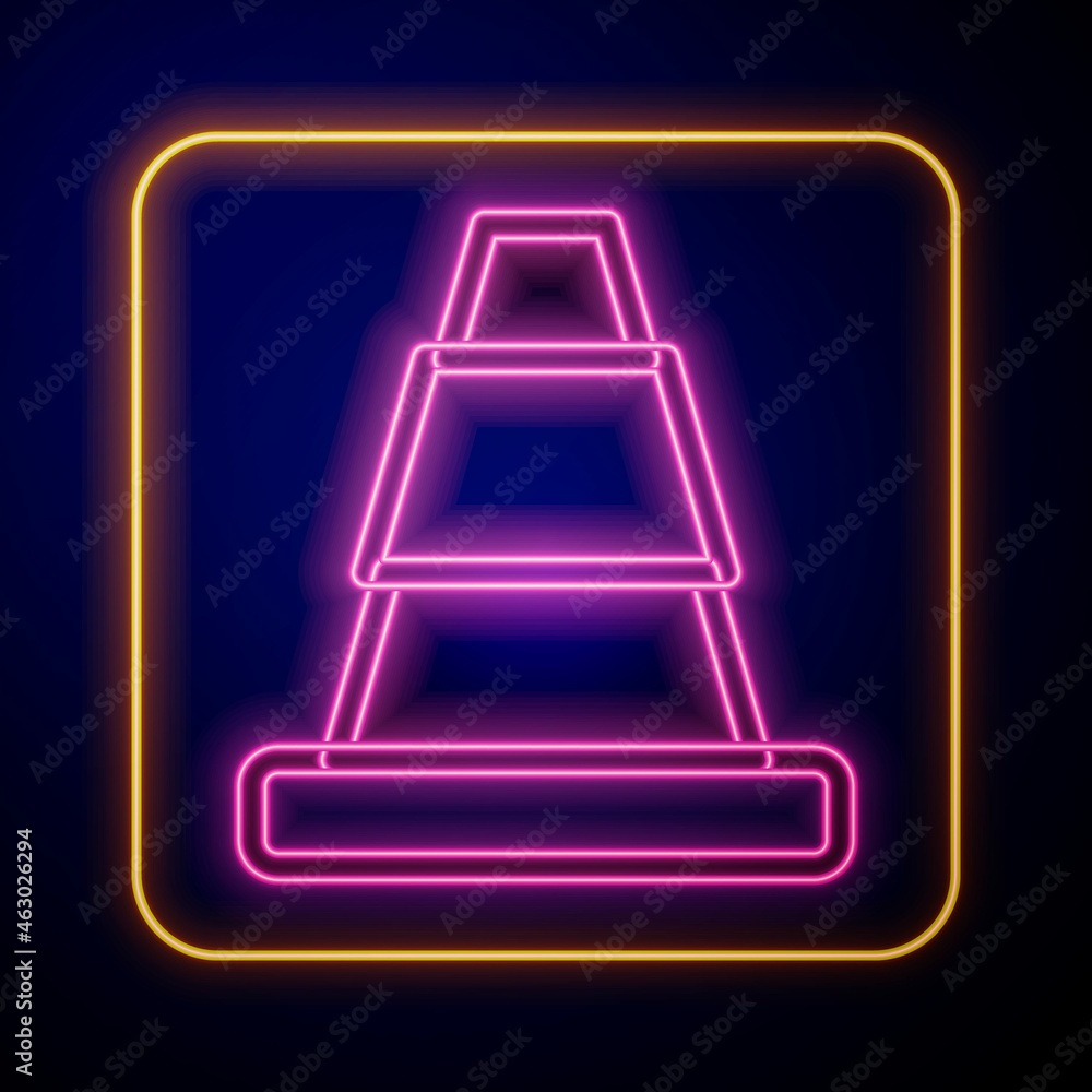 Glowing neon Traffic cone icon isolated on black background. Vector Glowing neon Traffic cone icon isolated on black background. Vector