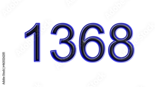 blue 1368 number 3d effect white background