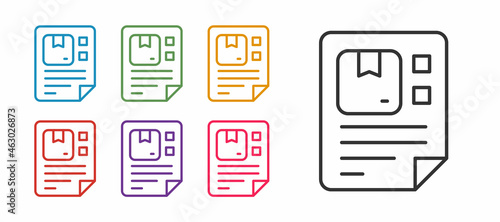 Set line Waybill icon isolated on white background. Set icons colorful. Vector