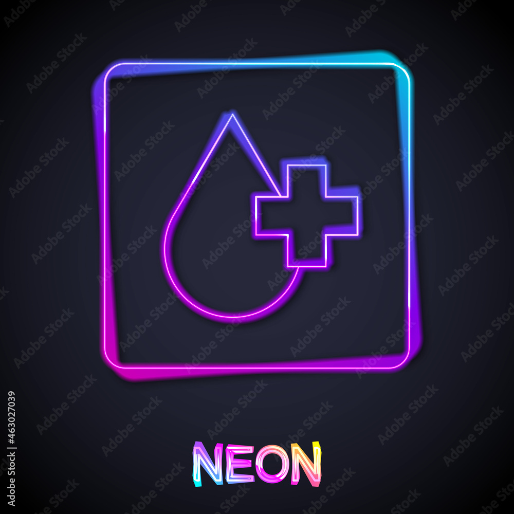 Glowing neon line Blood test and virus molecule coronavirus icon isolated on black background. Coronavirus, COVID-19. 2019-nCoV. Vector Glowing neon line Blood test and virus molecule coronavirus icon isolated on black background. Coronavirus, COVID-19. 2019-nCoV. Vector
