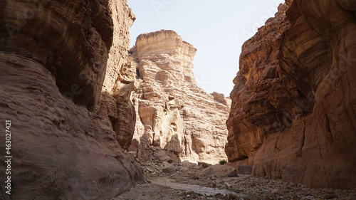 Exploring Wadi al Mujib canyon near the Dead Sea in Jordan.