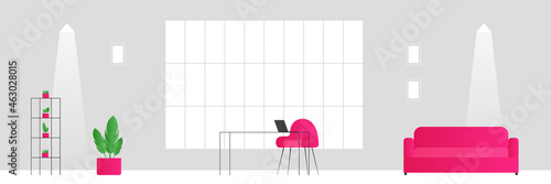 Office interior. No people. Vector illustration.
