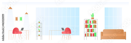 Office interior. Nobody. Vector illustration.