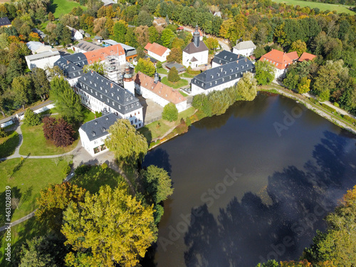 Aerial view of Blankenhain Castle in Saxony
