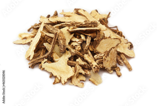 white background dry dried Dong quai licorice root Angelica