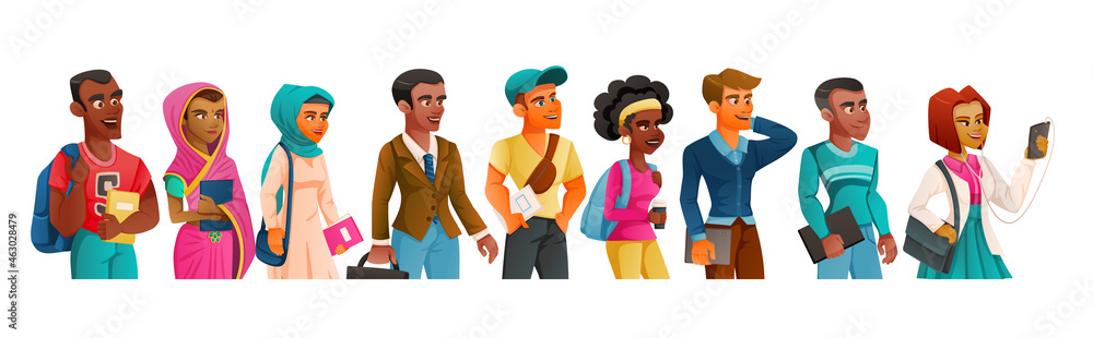 Fototapeta premium Diversity Characters Queue Composition