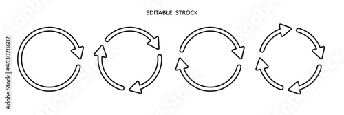 Set of circle arrow vector icons. Recycling icon. Circular vector arrows. Refresh and reload arrow icon. Repeat cycle symbol. Infographic isolated on white background