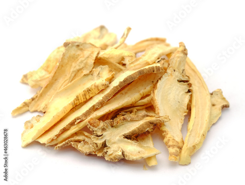 dried balloon flower roots on white background
