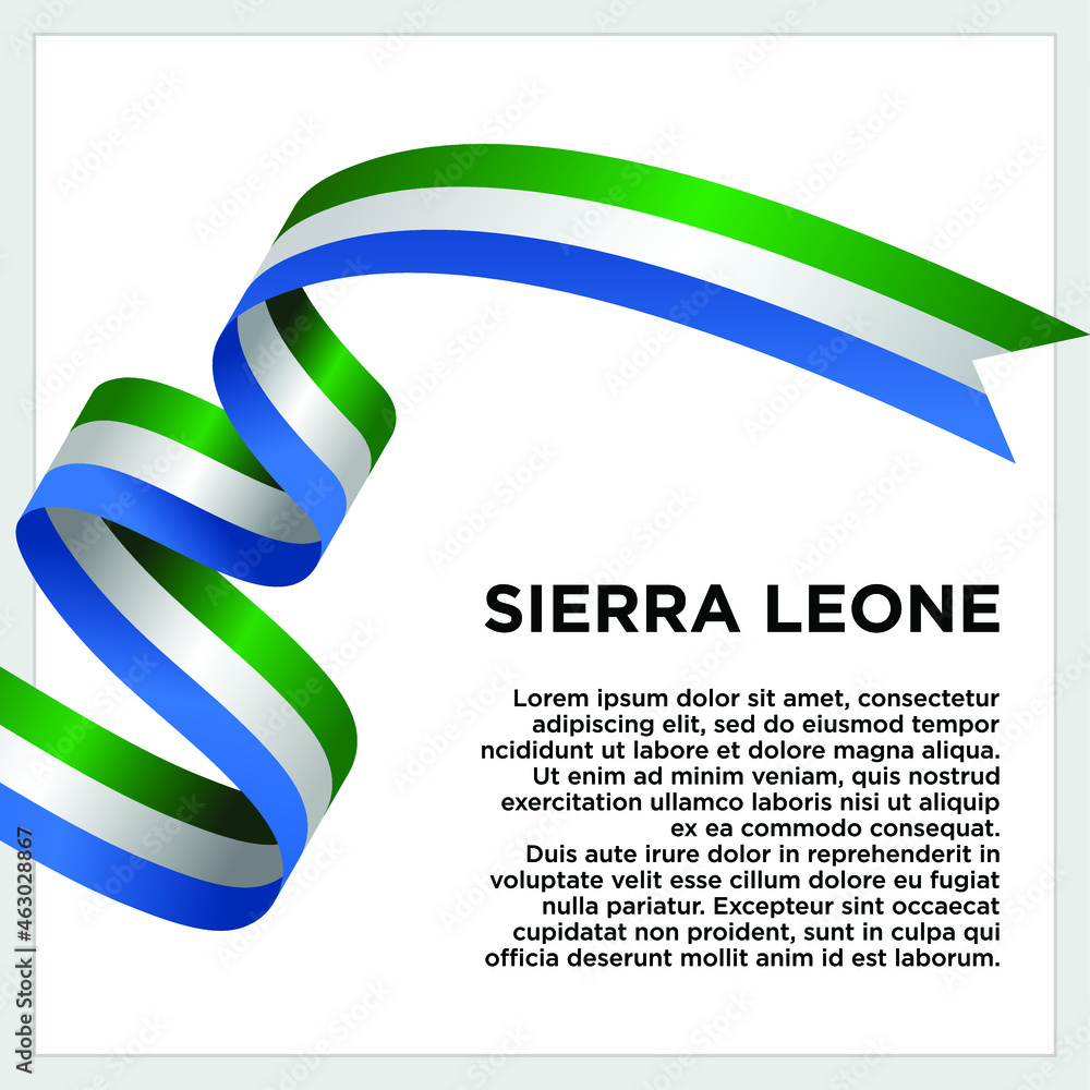 Happy Independence Day. Waving ribbon with Flag of Sierra Leone ...