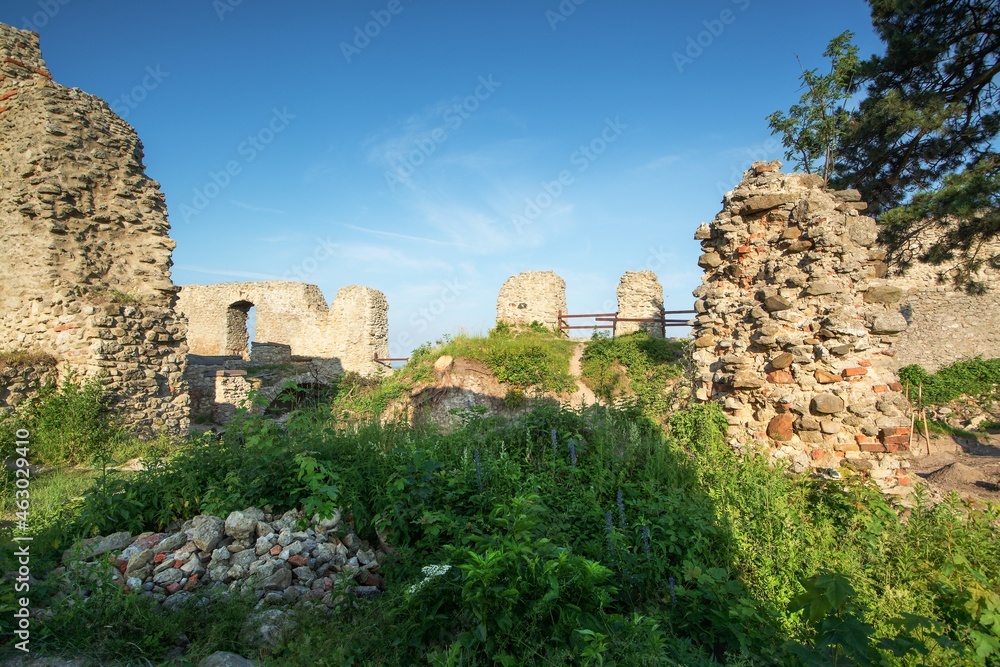 The ruins of Stary Jicin Castle. Courtyard. Moravia. Czechia. Europe.