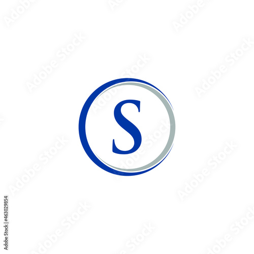 Circle initial letter S uppercase logo design template blue and Gray