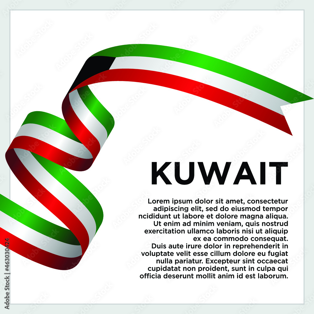 Obraz premium Happy Independence Day. Waving ribbon with Flag of Kuwait, Template for Independence day. logo vector template