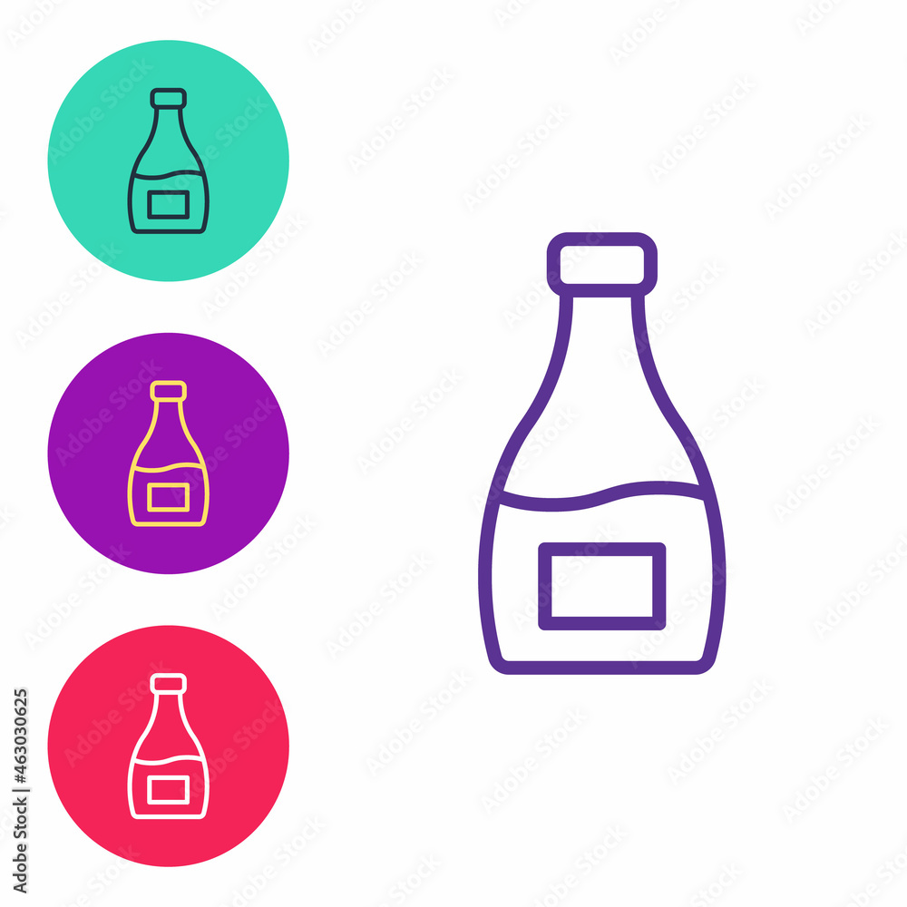 Set line Sauce bottle icon isolated on white background. Ketchup, mustard and mayonnaise bottles with sauce for fast food. Set icons colorful. Vector Set line Sauce bottle icon isolated on white background. Ketchup, mustard and mayonnaise bottles with sauce for fast food. Set icons colorful. Vector
