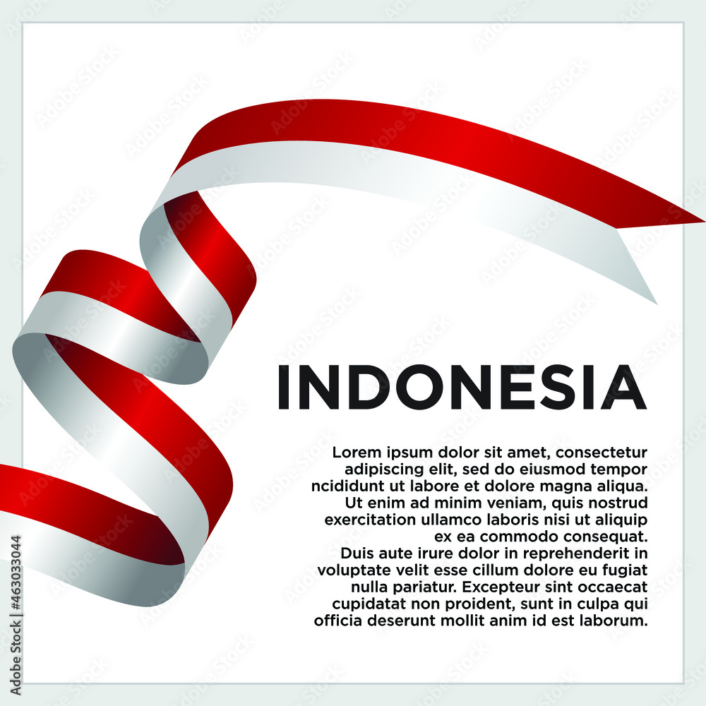 Obraz premium Happy Independence Day. Waving ribbon with Flag of Indonesia, Template for Independence day. logo vector template