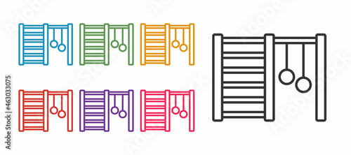 Set line Wooden Swedish wall icon isolated on white background. Swedish stairs. Set icons colorful. Vector
