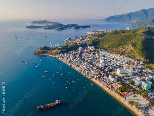Obraz na plátně Aerial view over Nha Trang city, Vietnam taken from drone