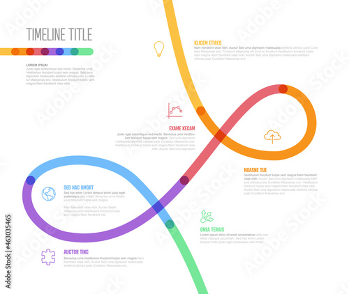 Infographic Company Milestones curved thick line Timeline Template