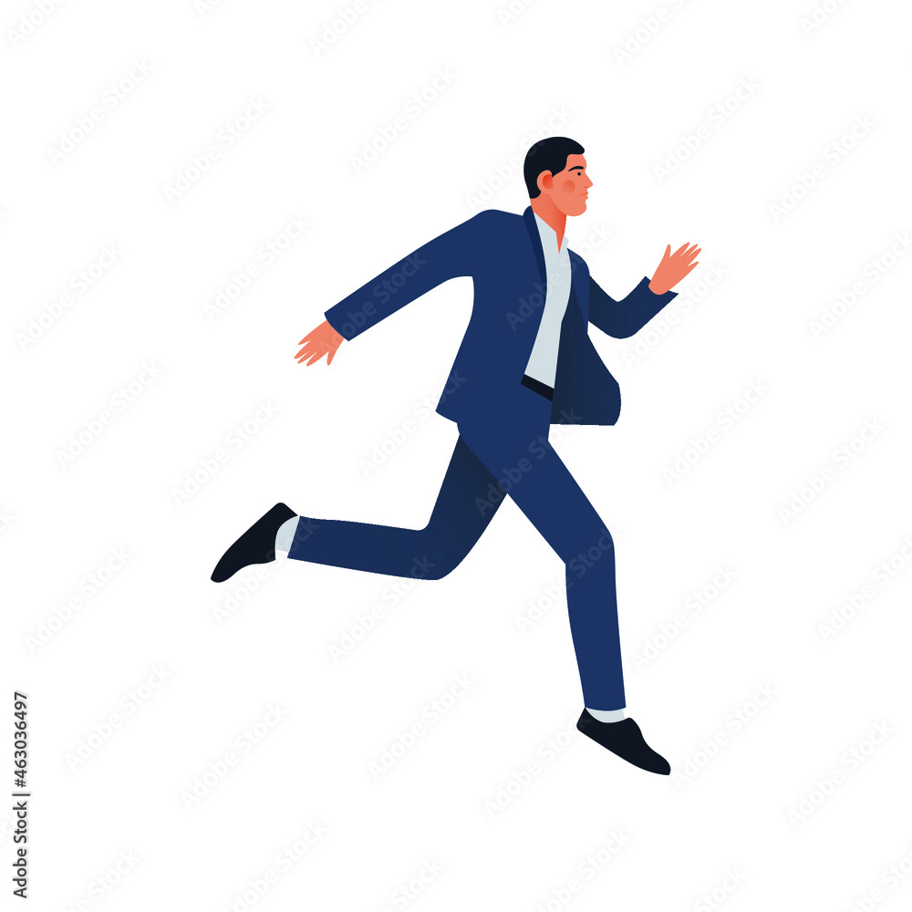 Happy Business Employee Man Jumping in the Air Cheerfully. Modern Flat Vector Illustration. Feeling and Emotion Social Media Concept.