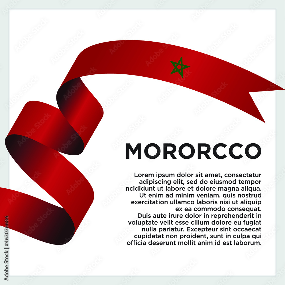 Happy Independence Day, Waving ribbon with Flag of Morocco, Template for Independence day. logo vector illustration Happy Independence Day, Waving ribbon with Flag of Morocco, Template for Independence day. logo vector illustration