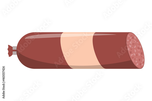 Pepperoni sausage vector isolated. Delicious meat product. Fresh meal, smoked food ingredient.