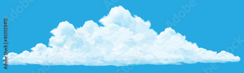 Vector of realistic big white cloud on blue sky background.