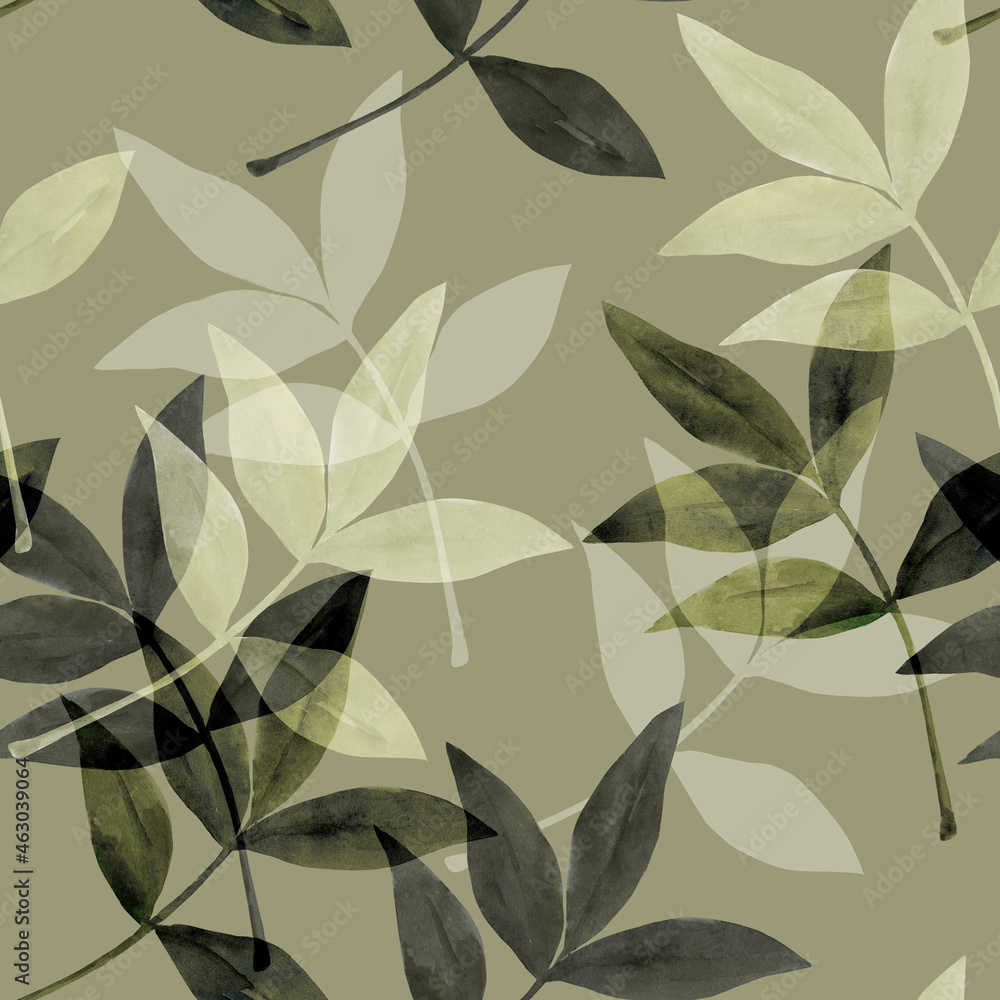 Obraz premium Autumn tree branch.Seamless pattern.Image on a white and colored background.