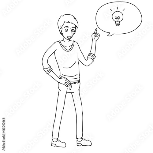 Hugo Man Business Brainstorming Came up with Idea Light Bulb Whiteboard Animation SVG Image © Nebiarts
