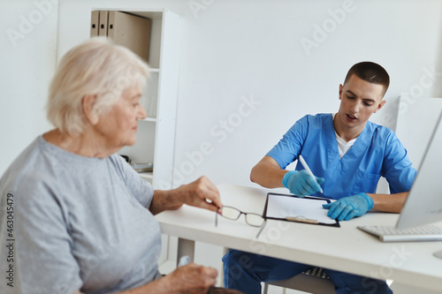 elderly woman patient at the doctor s appointment health care