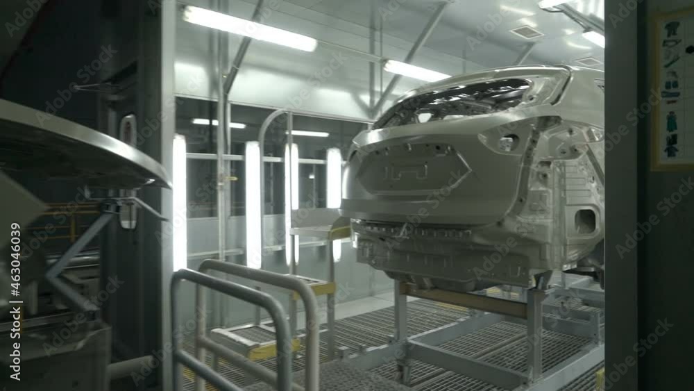 Car bodies before painting. Car manufacturing factory. Car bodies before painting. Car manufacturing factory.