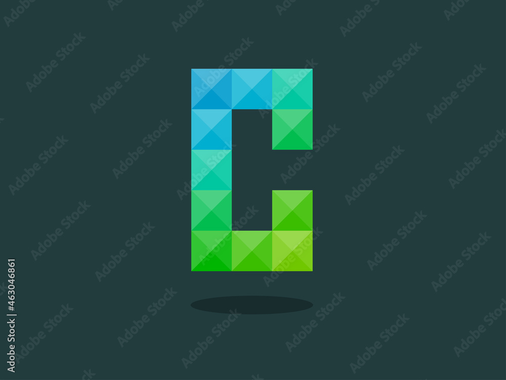 Alphabet letter C with perfect combination of bright blue-green colors. Good for print, t-shirt design, logo, etc. Vector illustration. Alphabet letter C with perfect combination of bright blue-green colors. Good for print, t-shirt design, logo, etc. Vector illustration.