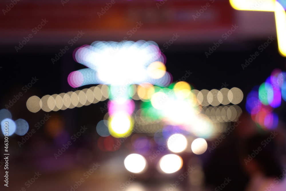 Blur bokeh lights in festival season in the city, abstract blurred festive background