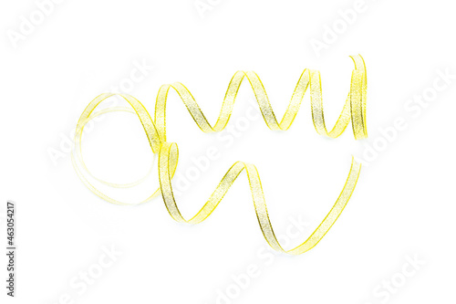 Beautiful gold ribbon twist spiral isolated on white background.